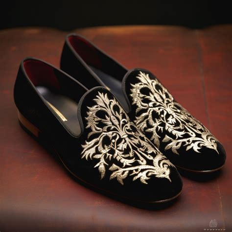 Black Velvet Hand Work Zardozi Peshawari Loafers | Wedding Shoes for G ...