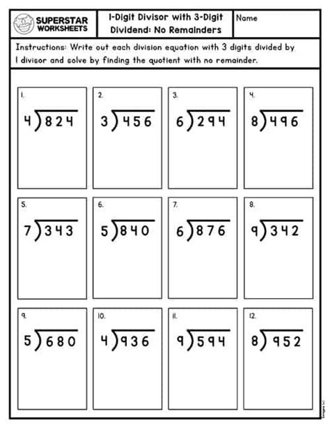 Image result for Printable Long Division Worksheets