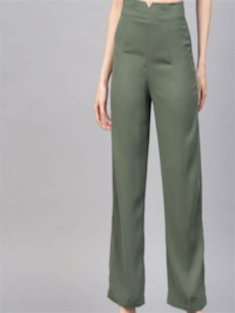 Buy SASSAFRAS Women Olive Green Trousers - Trousers for Women 10856164 ...