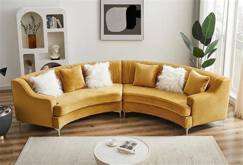 Amazon.com: Eafurn 6 Seater Symmetrical Curved Sectional Sofa - Velvet ...
