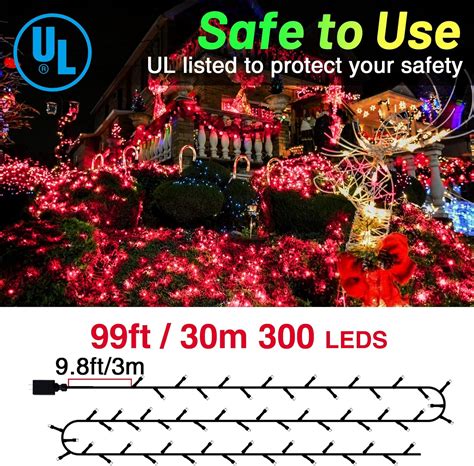 Buy KNONEW Outdoor Christmas Lights 300 LED 99ft String Lights 8 Modes ...
