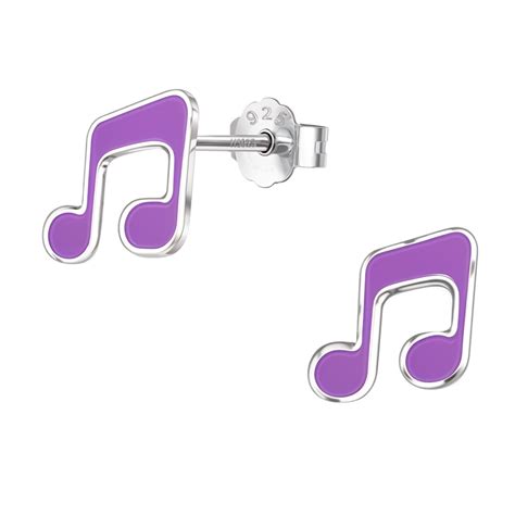 Melodious Music Note Cute Enamel Stud Earrings in 925 Sterling Silver ...