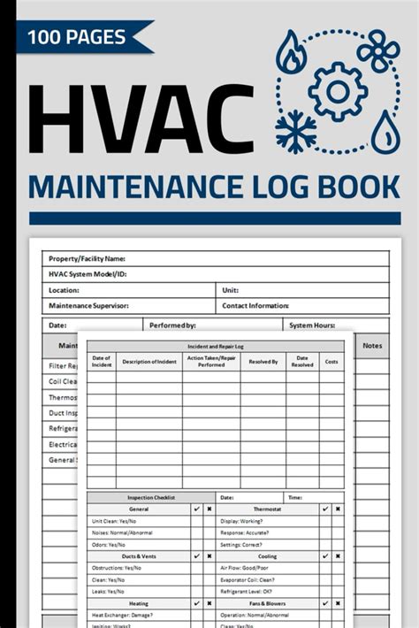 Hvac Maintenance Log Book Hvac Repair And Service Record Inspection ...