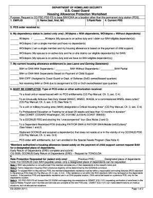 CG2025A.PDF. Housing Allowance Protection Worksheet - Uscg - Fill and ...