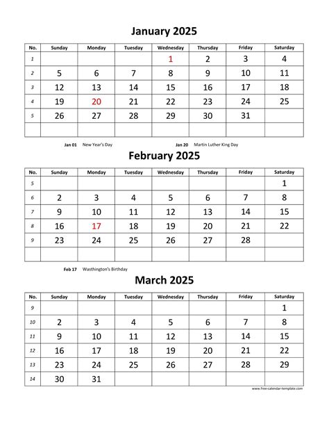 3 Month Printable Calendar 2025 - King Printables