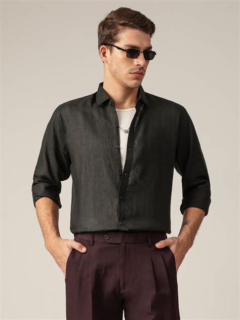 Black Colored Relaxed Fit Casual Shirt - Smart Fit - Dennison ...