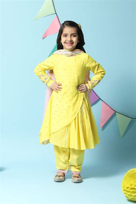 Yellow Cotton Kurta Salwar Suit Set