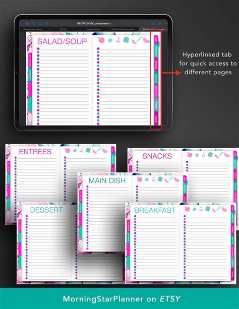 Buy Digital Recipe Book for iPad & Tablet Hyperlinked Tabs, Digibujo ...