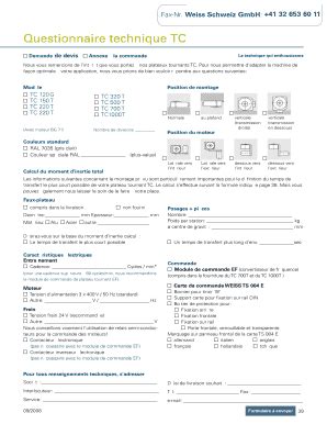 Weiss TC Rotary Table Technical Questionnaire - Modèle vierge à remplir ...