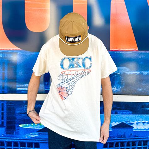 OKC Basketball Net Thrifted Tee - Off White – Blue Seven