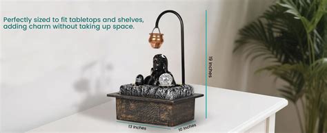 Bianco Lord Shiva Table-Top Water Fountain with LED Crystal Ball & Real ...