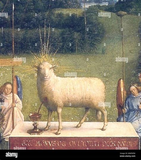 . detail of the adoration of the lamb . Hubert and Jan van Eyck Agnus ...