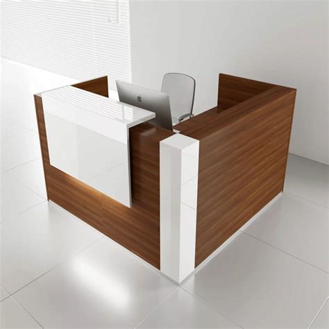 Mdd office furniture Modern L Shape Reception Desk with Lighting Panel ...