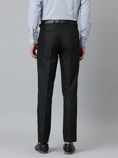Men Black Smart Fit Mid Rise Formal Trouser