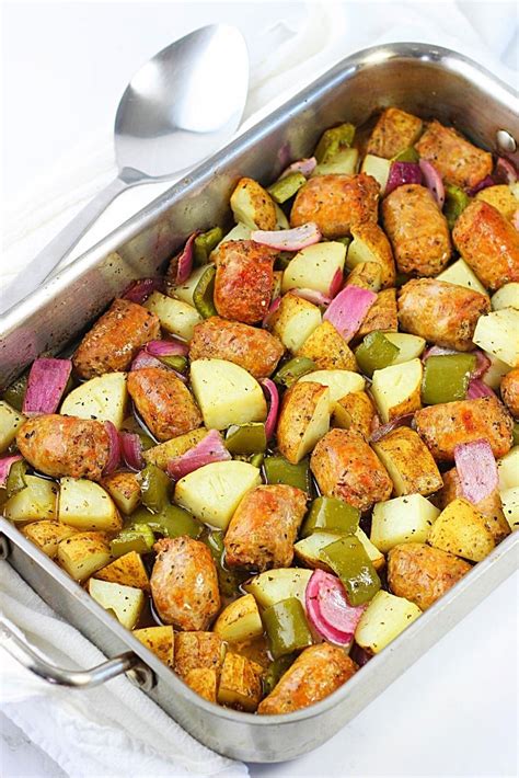 One-Pan Sausage, Pepper, Onion and Potato Bake • Now Cook This!