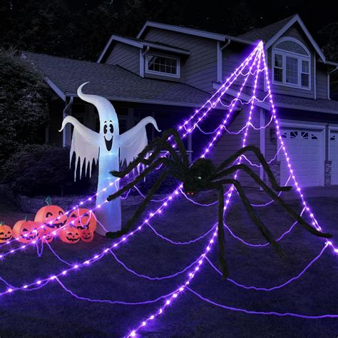 Amazon.com: Halloween Spider Web Lights Decoration 250LED Light up ...