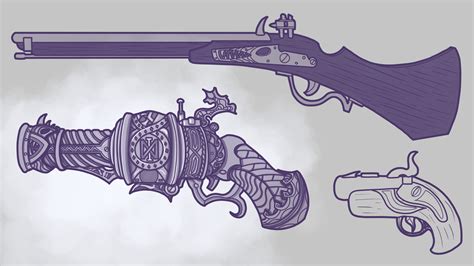 Pirate Flintlock Pistol Drawing