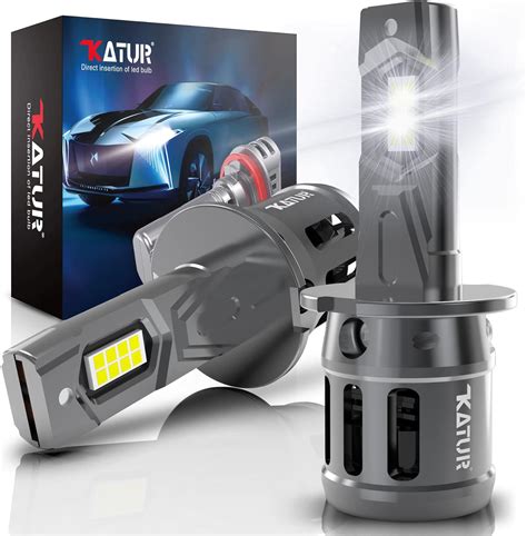 KATUR H3 LED Headlight Bulbs, 80W 16000LM 6000K Xenon White H3 ...