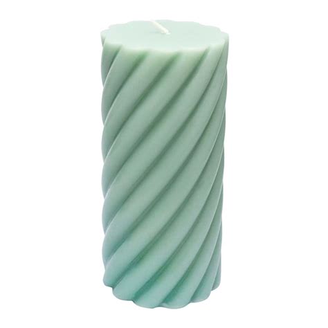 Willow Crossley Green Unscented Twisted Pillar Candle, 3x6
