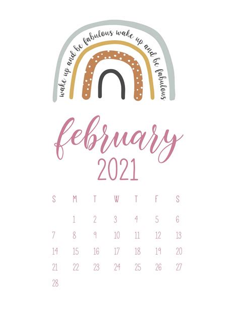 Free Printable February 2021 Calendars - World of Printables