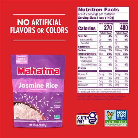 Mahatma Ready-to-Heat White Jasmine Rice, 8.8 oz Bag - Walmart.com