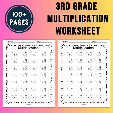 Image result for Printable Worksheet for 3rd Grade Multiplication