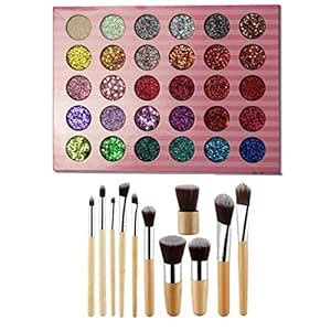 Buy Deputy 30 Color Shimmer Shades Eyeshadow Palette 11 Makeup Brush ...