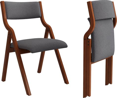Folding Dining Room Chairs Set of 2, Upholstered Wooden Folding Chair ...