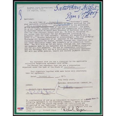 Lot Detail - Richard Pryor Signed 1975 “Saturday Night Live” Season 1 ...