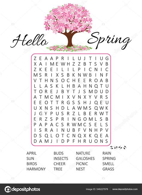 Spring Word Search Puzzle Logic Game Learning English Words ...