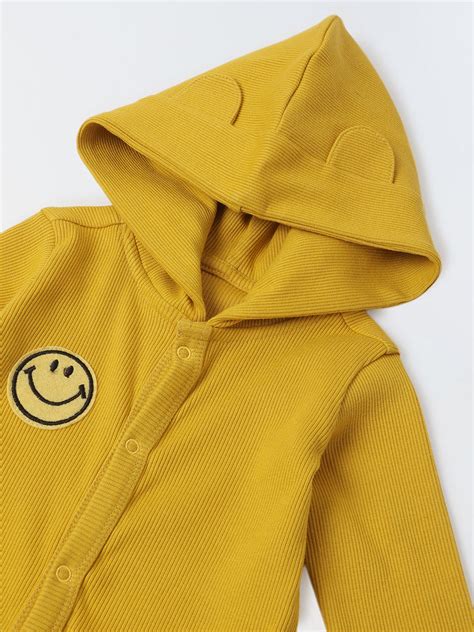 Infant Mustard Hooded Romper with Patch – Spunkies