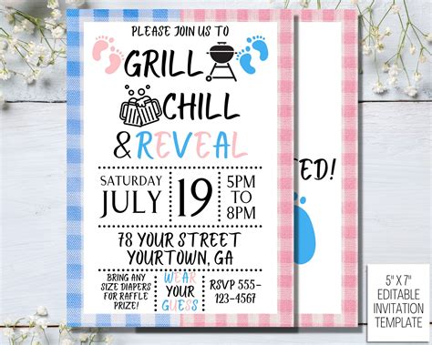 Bbq gender reveal invitation cookout gender reveal baby bbq invitation ...