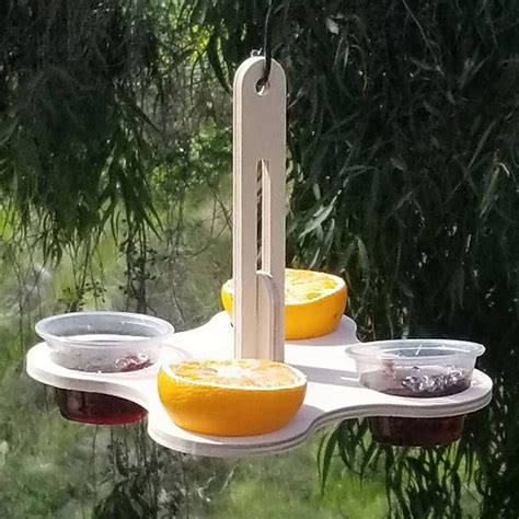 Oriole Bird Feeders, Outdoor Hanging Jelly and Orange Feeder, Wooden ...