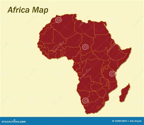 Blank Map of Africa Printable Red Color Map of Africa Stock Vector - Illustration of continent ...