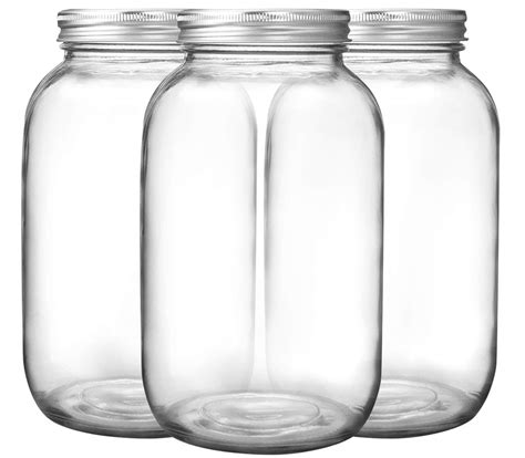 3 Pack Mason Jars 64 oz Wide Mouth with Lid and Band, Half Gallon Mason ...