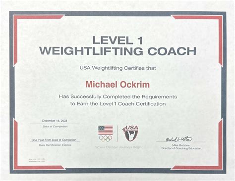 Celebrating Michael Ockrim's Achievement as a USA Weightlifting Level 1 ...