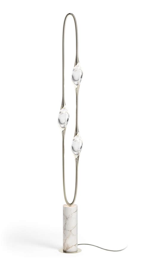 Stunning Floor Lamp in Nickel Finish and Calacatta Marble Base