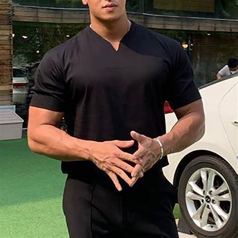 Hombre Camiseta Manga Corta Escote en Pico Verano Plano Deportes Moda ...