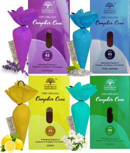 indimyst Pure Camphor Cone - Set of 4 (Pure Camphor, Lavender, Lemon ...