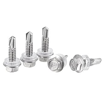 uxcell Hex Washer Head Self Drilling Screws, 12 x 19mm 410 Stainless ...