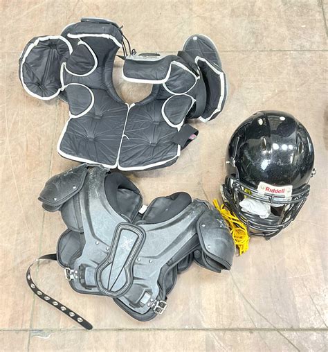 Lot - Assorted Youth Football Gear In Gym Bag