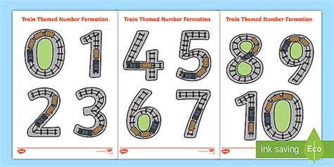 Train-Themed Number Formation (teacher made) - Twinkl