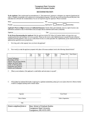 Fillable Online bcoe ysu Recommendation Form in MS Worddoc Fax Email ...