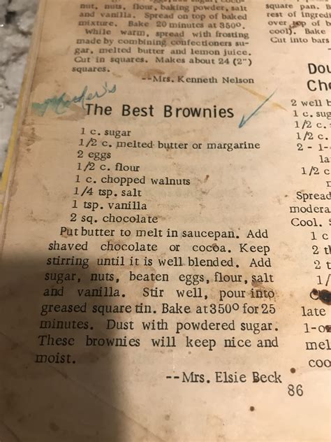 Vintage Recipe Book: Best Brownies