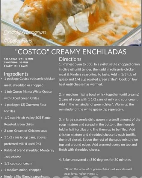 Costco Enchiladas Nutritional Information at Billie Frederick blog