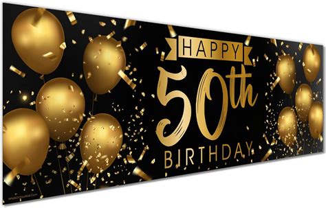 Buy 50th Happy Birthday Birthday Banners | 1 x 6FT Banner | 50th ...