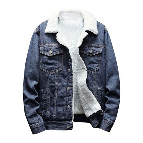 Men's Sherpa Fleece Lined Denim Jacket Trucker Jacket Winter Jean ...