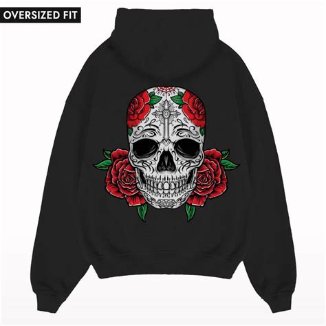 Day Of The Dead Floral Skull Oversized Hoodie – Crunk Thread