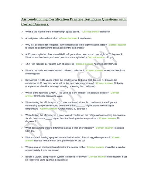 Air conditioning Certification Practice Test Exam Questions with ...
