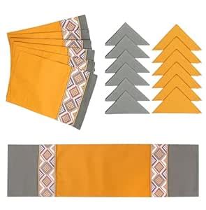 Buy Dekor World 19 Piece 6 Seater Cotton Mesh Jacquard Collection Table ...